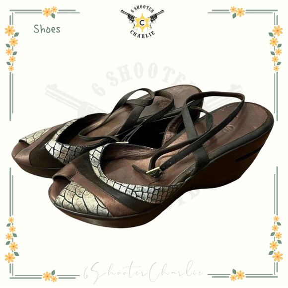 Cole Haan Women’s Size 9 NikeAir Crocodile Platform Wedge Ankle Strap Sandals - Picture 1 of 6